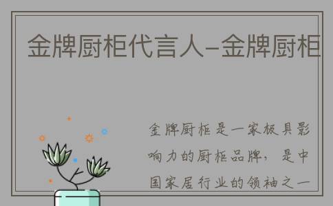 金牌厨柜代言人-金牌厨柜