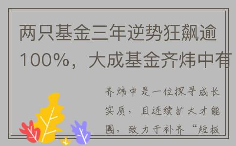 两只基金三年逆势狂飙逾100%，大成基金齐炜中有何投资秘诀？
