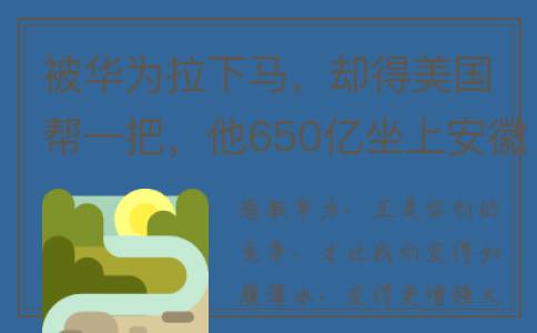 被华为拉下马，却得美国帮一把，他650亿坐上安徽首富