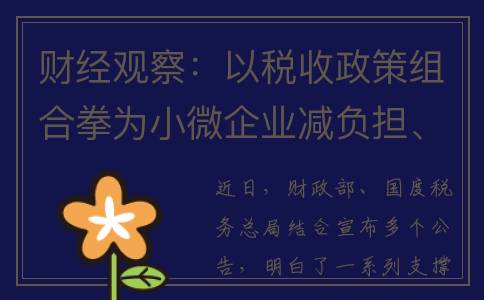 财经观察：以税收政策组合拳为小微企业减负担、增动能(以税资政什么意思)