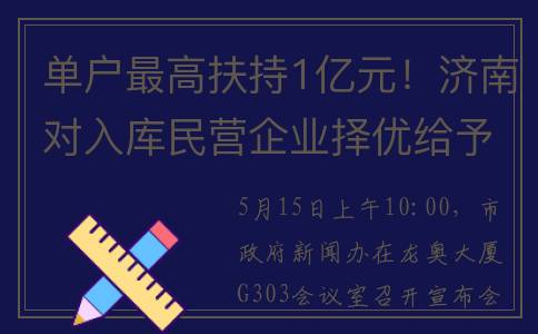 单户最高扶持1亿元！济南对入库民营企业择优给予专项政策性担保融资支持