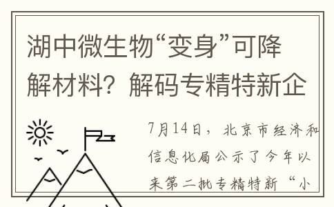 湖中微生物“变身”可降解材料？解码专精特新企业微构工场(湖水里的微生物)